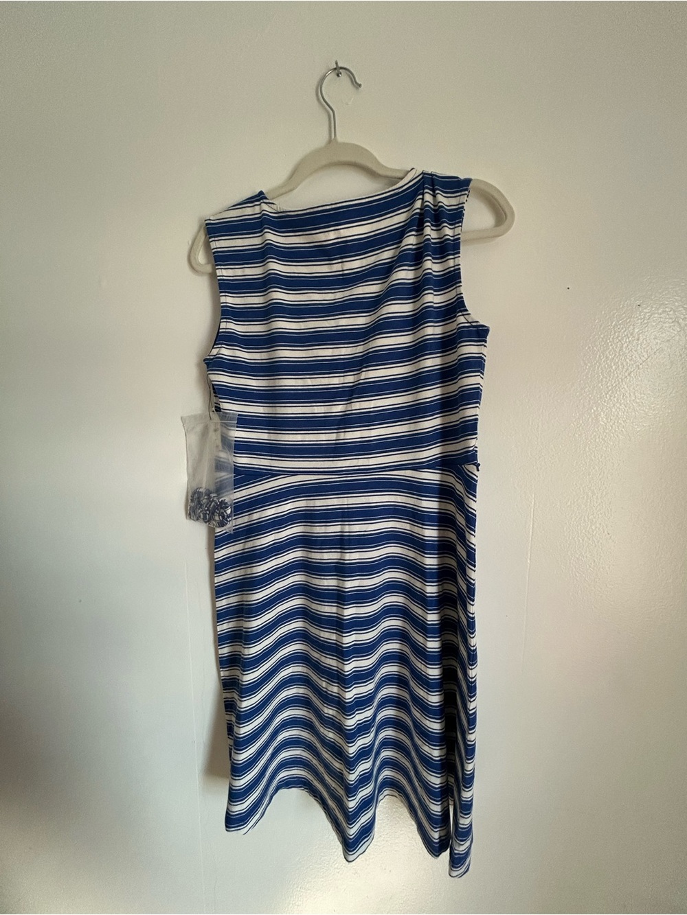 Mango Blue and White Striped Sleeveless Dress